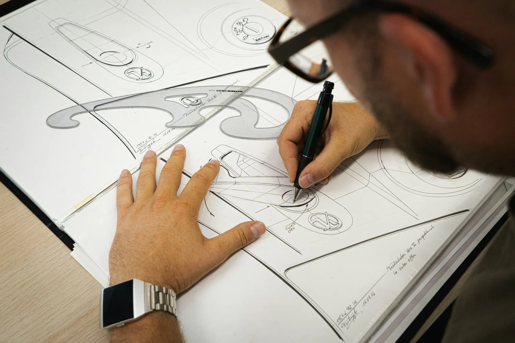 Designer sketching a plan by hand